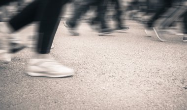 marathon of blurred motion crowd people jogging outdoor