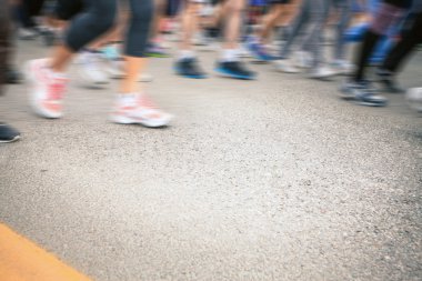 marathon of blurred motion crowd people jogging outdoor