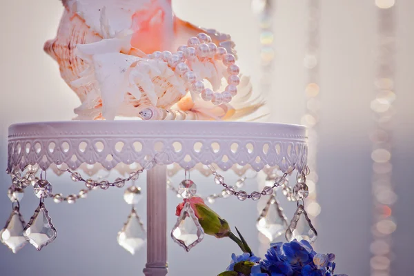 Wedding table with beautiful shell — Stock Photo, Image