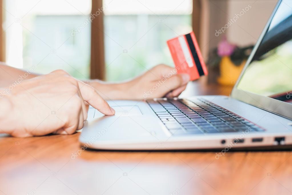 concept of online payment by plastic card through the Internet Banking