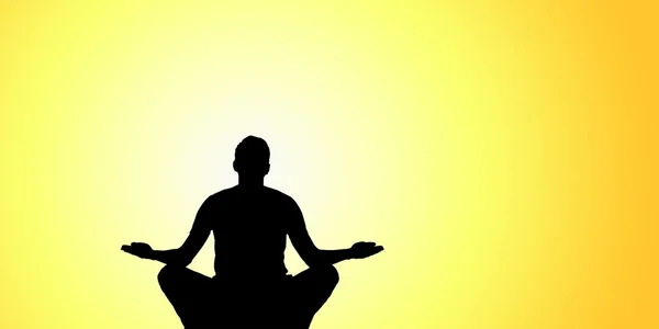 Silhouette des Yoga auf dem Gipfel — Stockfoto