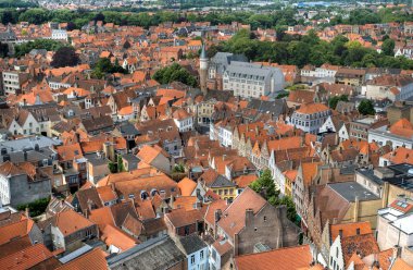 Bruges kırmızı çatılar Üstten Görünüm