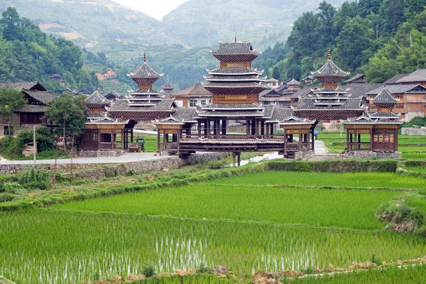 Old bridge of Zhaoxing Dong Village — Stock Photo, Image