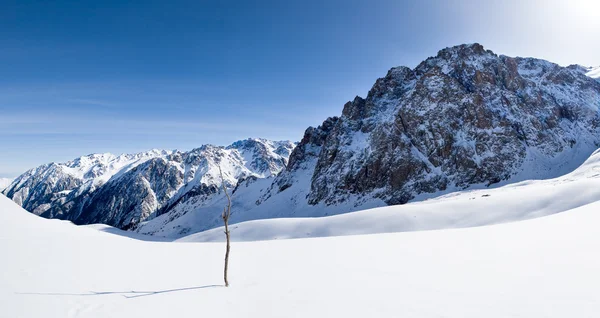 Ясное голубое небо над горным хребтом зимой — стоковое фото