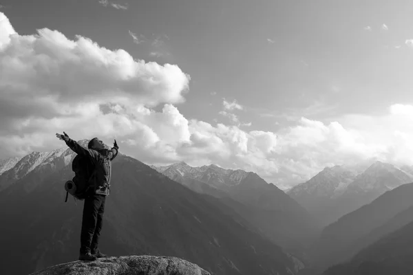 젊은 성인 정상 회담의 상단에 등산 — 스톡 사진