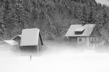 Soğuk ve karlı kış dağ Avusturya