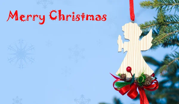 Karácsonyi angyal kártyát a kék háttér — Stock Fotó