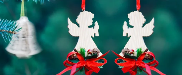 Christmas decoration of handmade angels — Stok fotoğraf