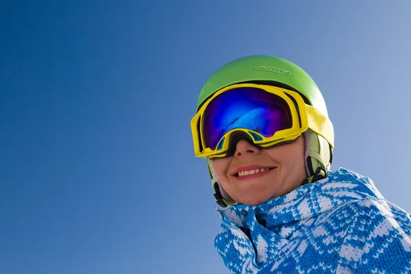 Sport woman in snowy mountains — Stock Photo, Image