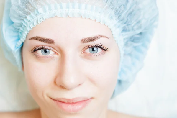 Result after cosmetology treatment of rejuvenation and correction of eyebrow — Stock Photo, Image