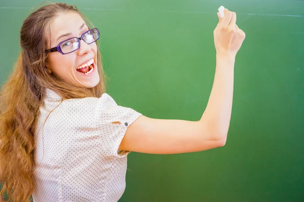 Funny and happy teacher or student at university or school — Stock Photo, Image