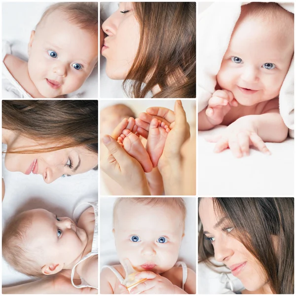 Collage with several photos of mother and her baby Royalty Free Stock Images