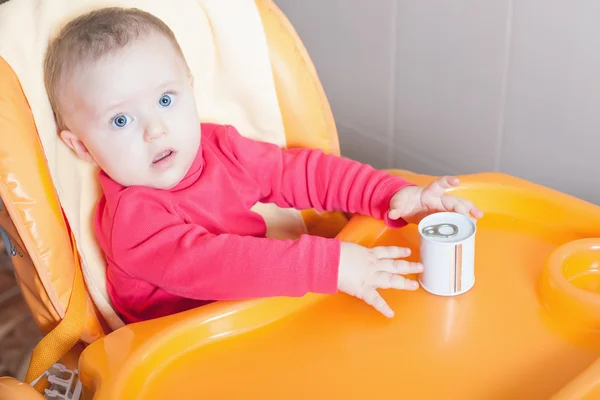 Healthy and natural baby food, Jar — Stock Photo, Image