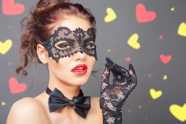 Sexig kvinna med carnival mask — Stockfoto