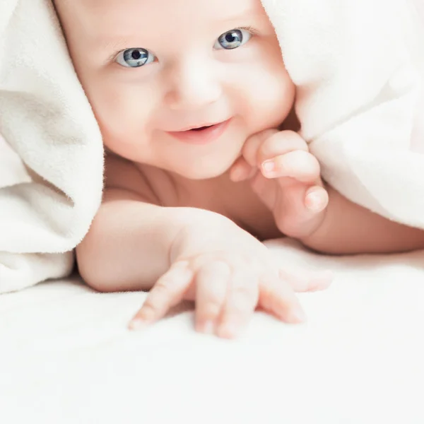 Happy baby after bathing looking at you Royalty Free Stock Photos