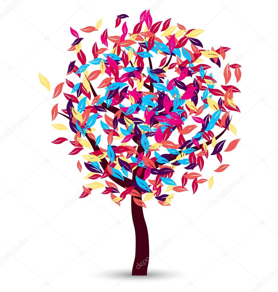 Disegno vettoriale albero colorato — Vettoriale Stock