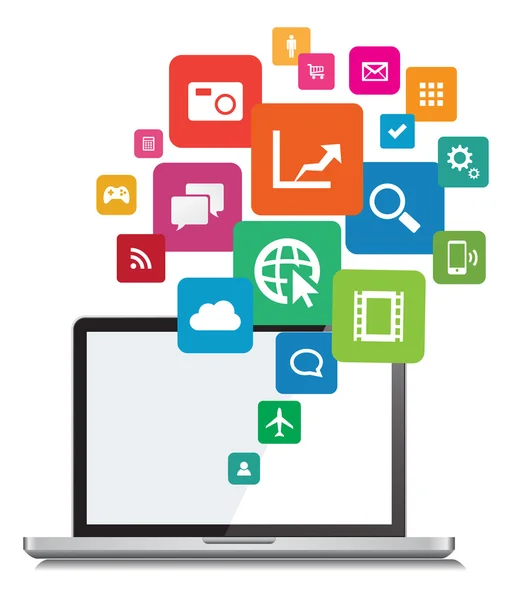 Dizüstü App bulut ağ vektör tasarımı