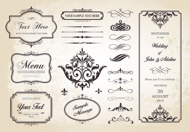 Vector Set of Borders, Frames and Page Dividers clipart