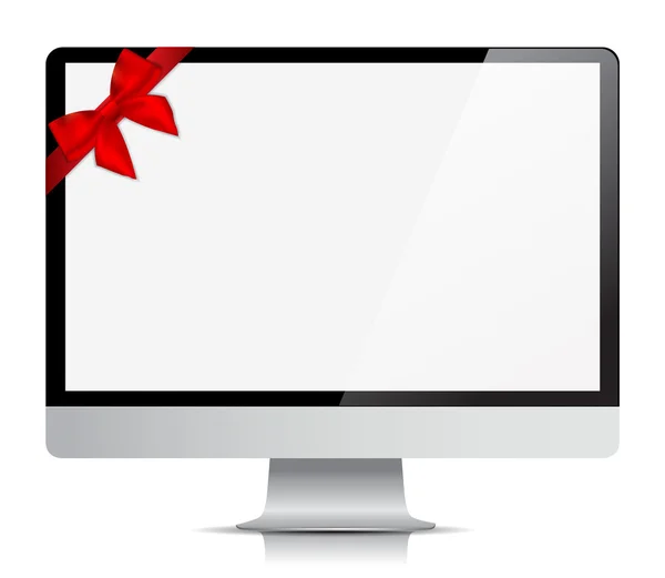 Gerçekçi vektör monitör hediye kurdele ile