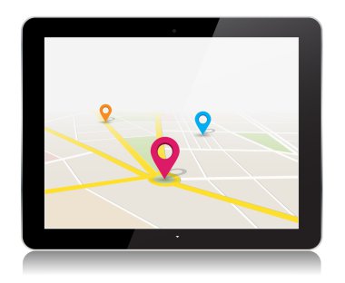 Vektör Tablet harita konumu App
