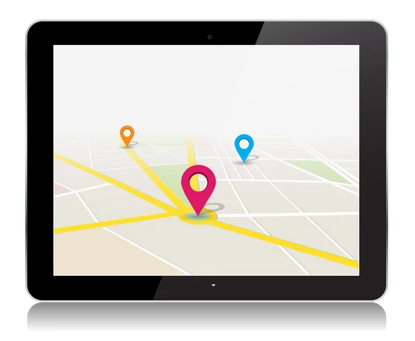 Vector Tablet Map Location App — Stock Vector