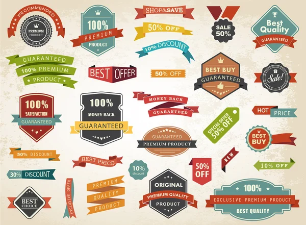 Etiket başlık etiketi etiket rozet Vintage vektör kümesi