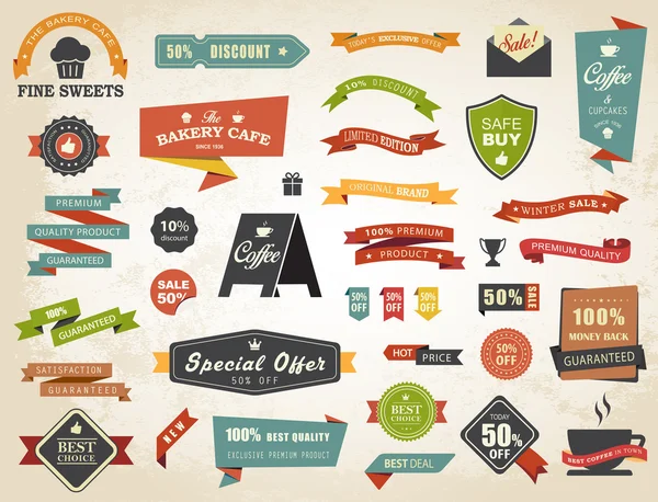 Etiket afiş etiket etiket rozet Vintage vektör kümesi