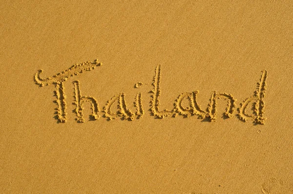 Thailand handwritten on sand — Stock Photo, Image