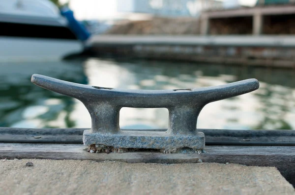 Cleat at the marina for boat docking — Stock Photo, Image