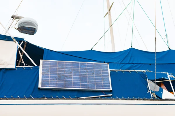 Solar cell installed on a sailboat — Stock Photo, Image