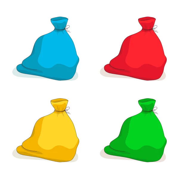 Grands sacs pleins de couleurs. Sac vert, sac à dos, sac bleu, sac jaune . — Image vectorielle