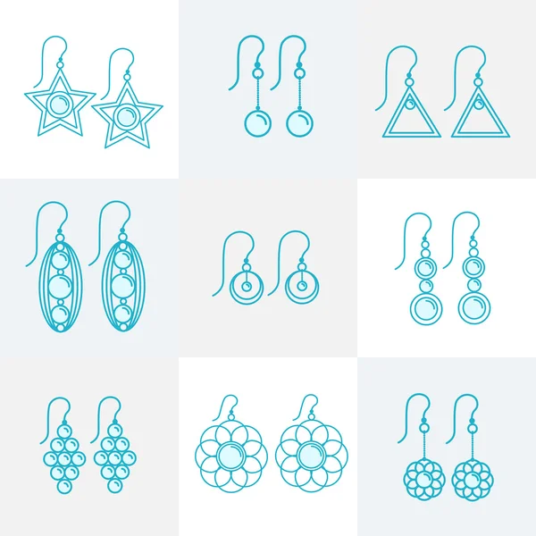 Orecchini blu icone, set gioielli Illustrazione Stock