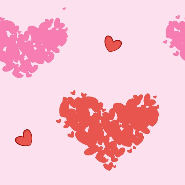 Pattern with red and pink hearts — Stock Vector