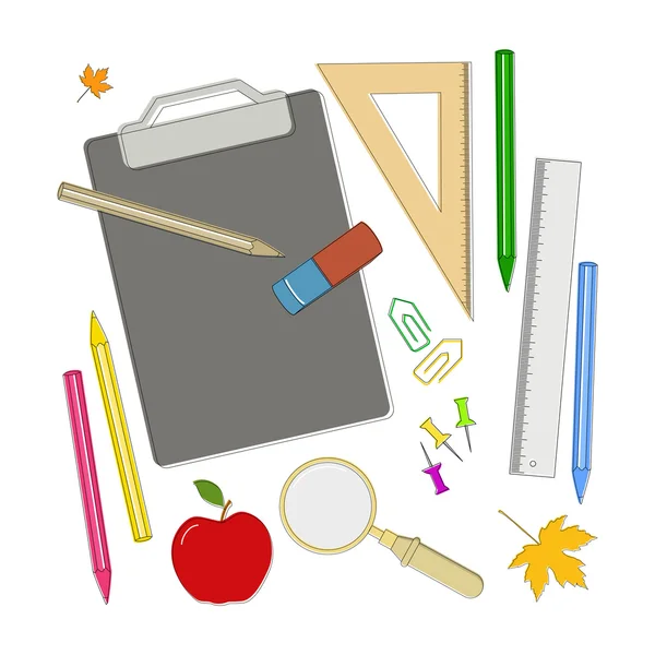 Beyaz arka plan üzerinde okul Kırtasiye