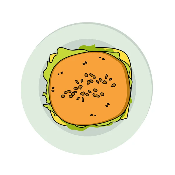 Burger, cheeseburger in a plate, vektor