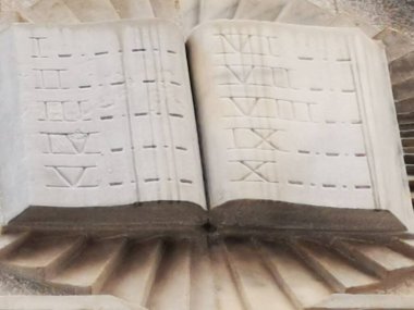 Ten commandments carved in stone on a synagogue clipart