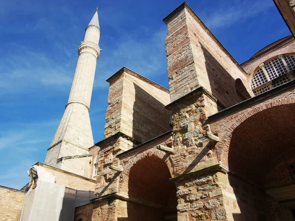 Die Beiden Minarette Die Der Architekt Mimar Sinan Der Hagia — Stockfoto