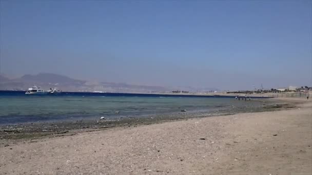 Het Aqaba Strand Tegenover Corona Tegenover Israëlische Eliat — Stockvideo