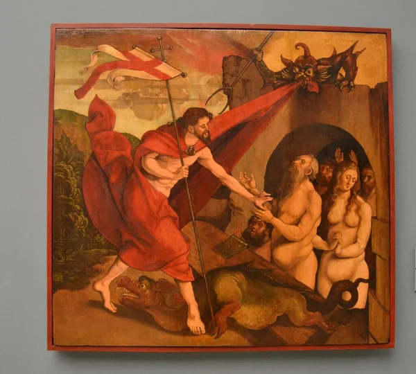 림보의 크리스푸스 Panel Painting 뉘른베르크 도미니크회를 구성한다 이전에 그리스도는 림보로 — 스톡 사진