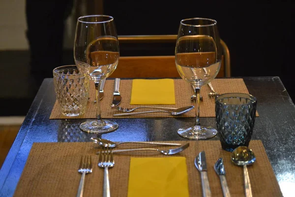 Set Table Restaurant Full Service — Stock Photo, Image