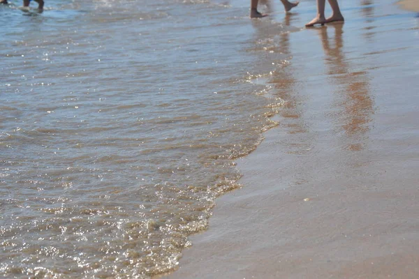 Sand Atlantic Ocean One Side Person Steps Sand — 图库照片