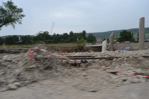 Overstromingsschade Bij A61 Autowegbrug Bad Neunahr Ahrweiler — Stockfoto