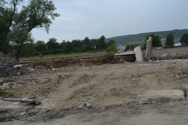 Hochwasserschäden Der A61 Autobahnbrücke Bad Neunahr Ahrweiler — Stockfoto