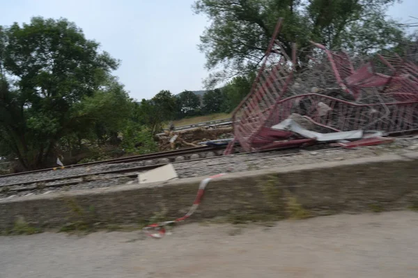 Overstromingsschade Bij A61 Autowegbrug Bad Neunahr Ahrweiler — Stockfoto