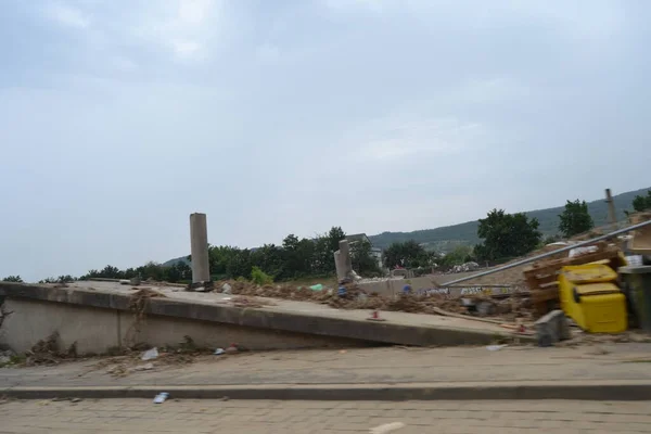 Danni Inondazione Vicino Ponte Autostradale A61 Bad Neunahr Ahrweiler — Foto Stock