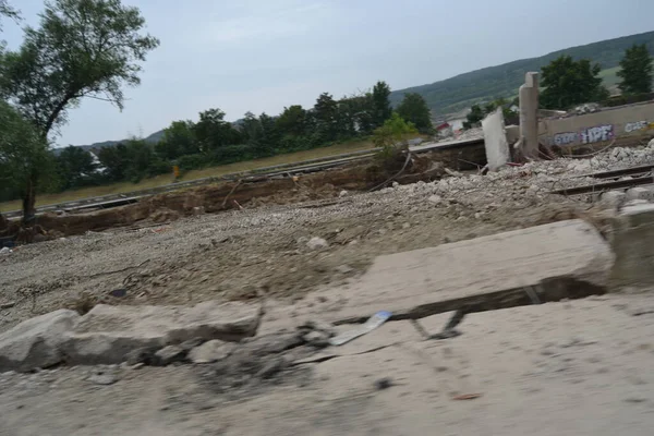 Flood Damage A61 Motorway Bridge Bad Neunahr Ahrweiler — 图库照片