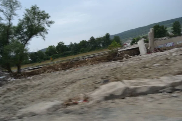 Hochwasserschäden Der A61 Autobahnbrücke Bad Neunahr Ahrweiler — Stockfoto