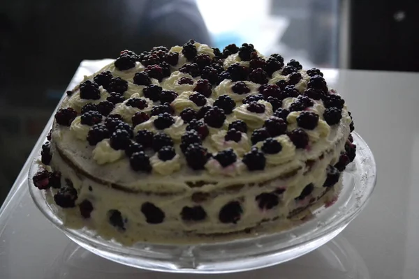 Homemade Blackberry Tart Whipped Cream — 스톡 사진