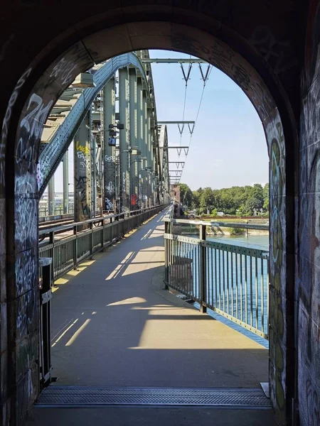 ケルン近くのライン川の鉄道橋 — ストック写真