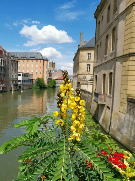 Widok Moselle Metz Mostu — Zdjęcie stockowe